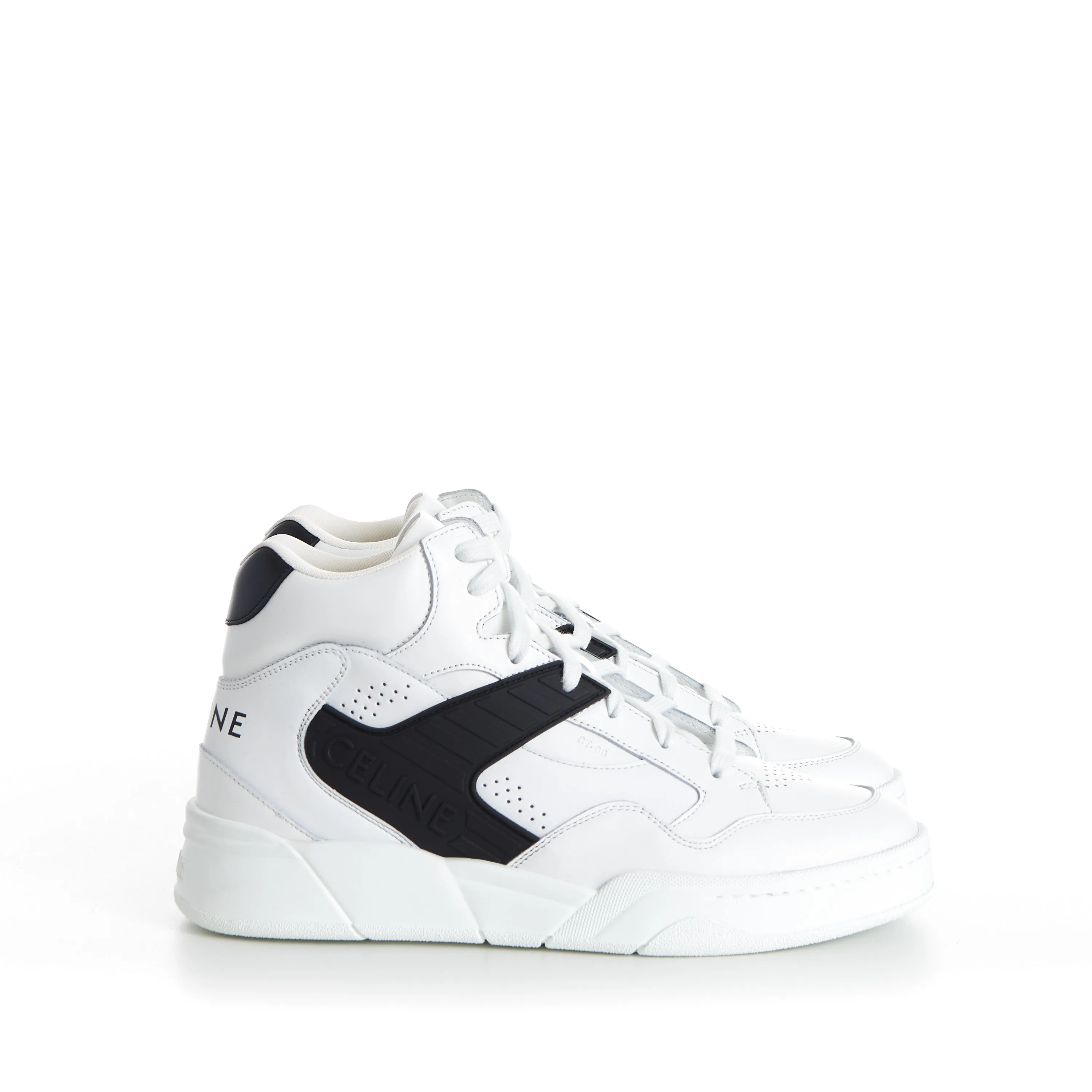 Men's CT-06 High Top Sneaker - White/Black Calfskin Leather