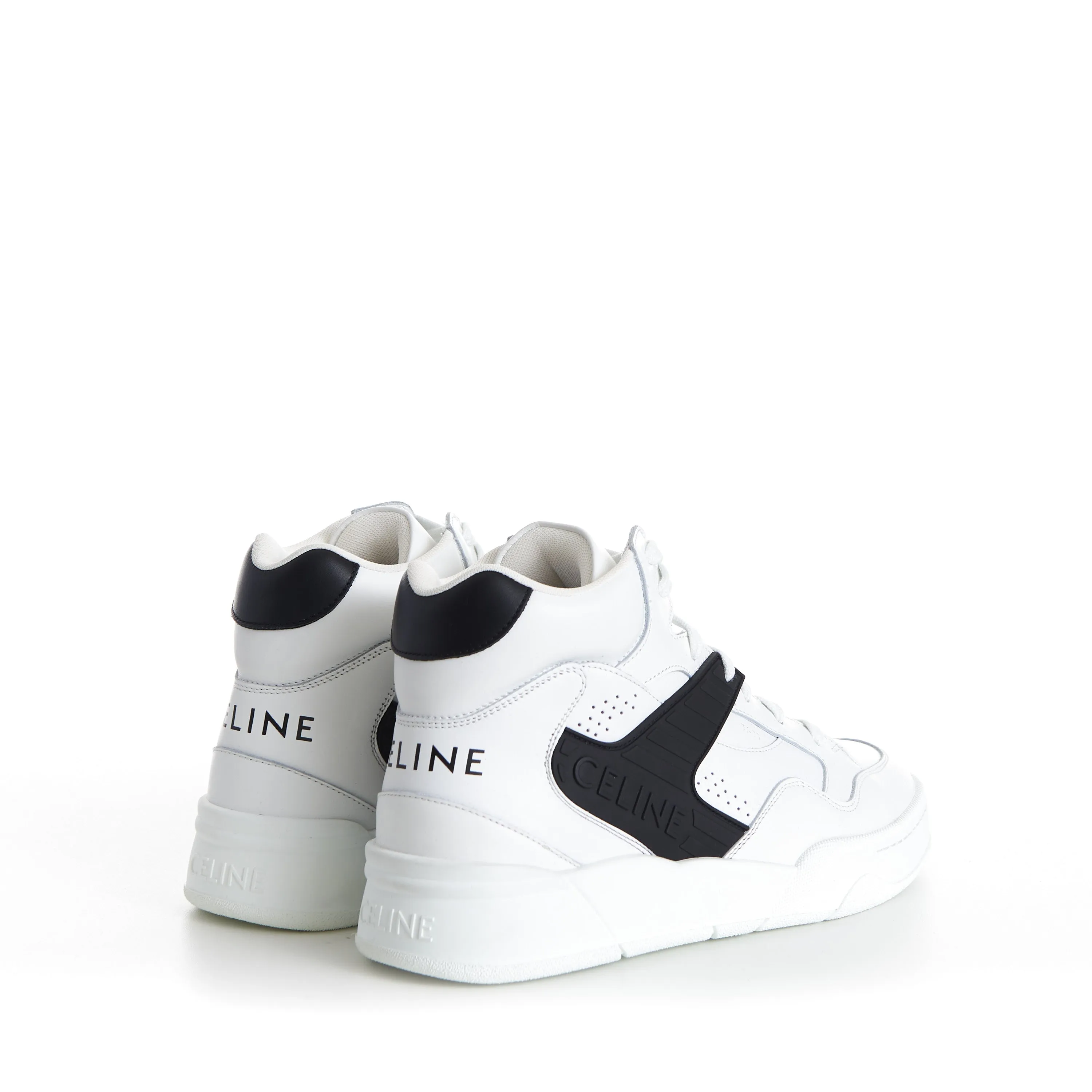 Men's CT-06 High Top Sneaker - White/Black Calfskin Leather