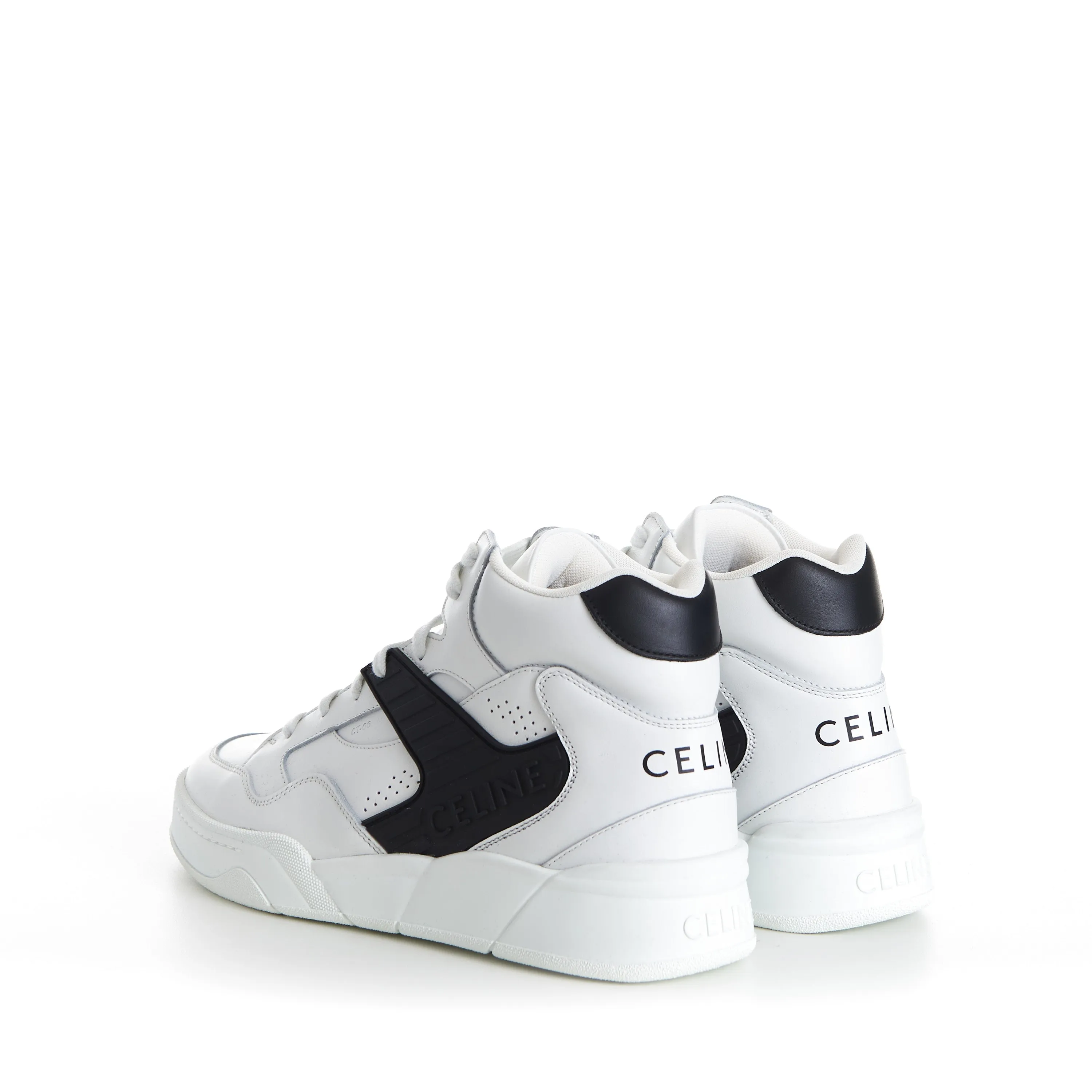 Men's CT-06 High Top Sneaker - White/Black Calfskin Leather
