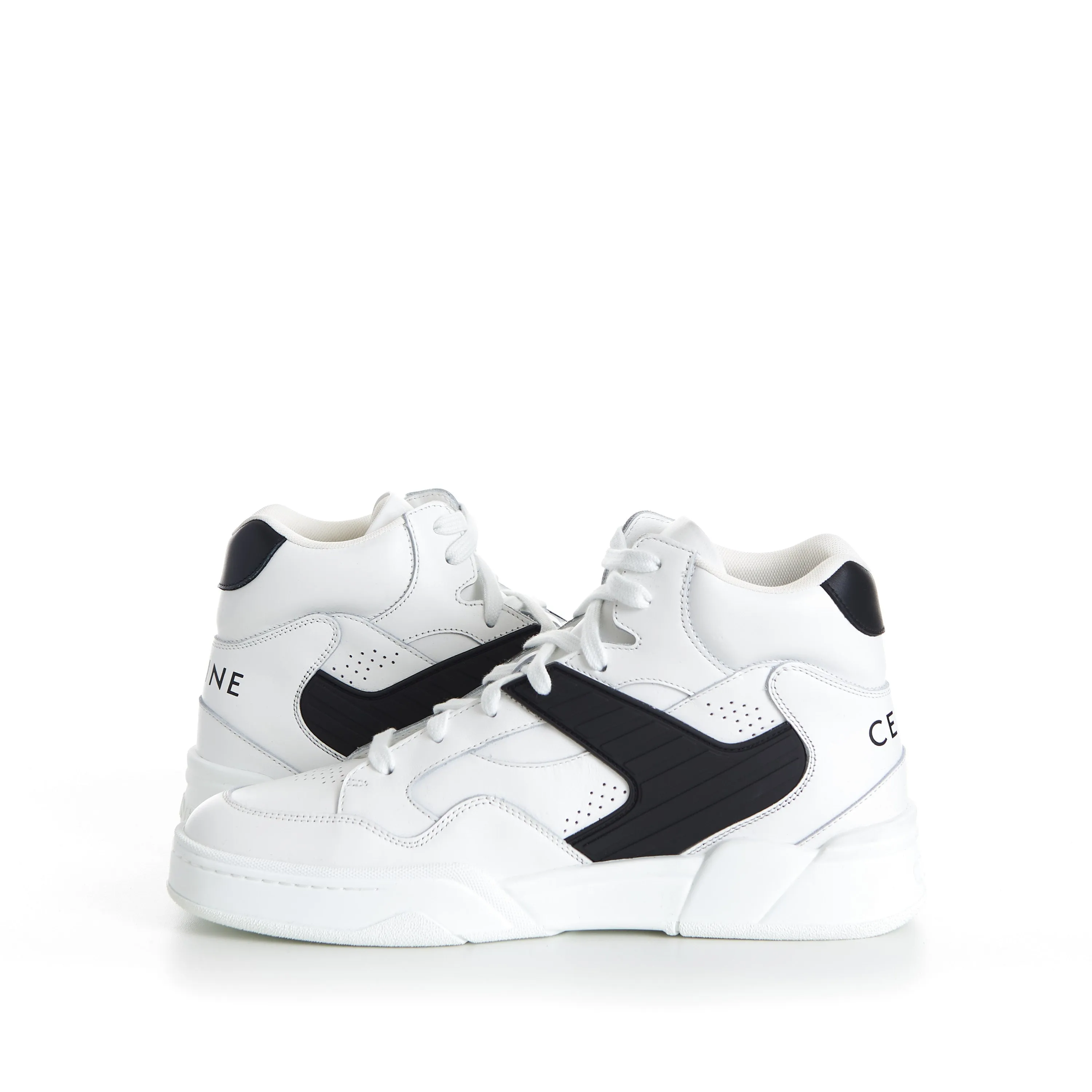 Men's CT-06 High Top Sneaker - White/Black Calfskin Leather