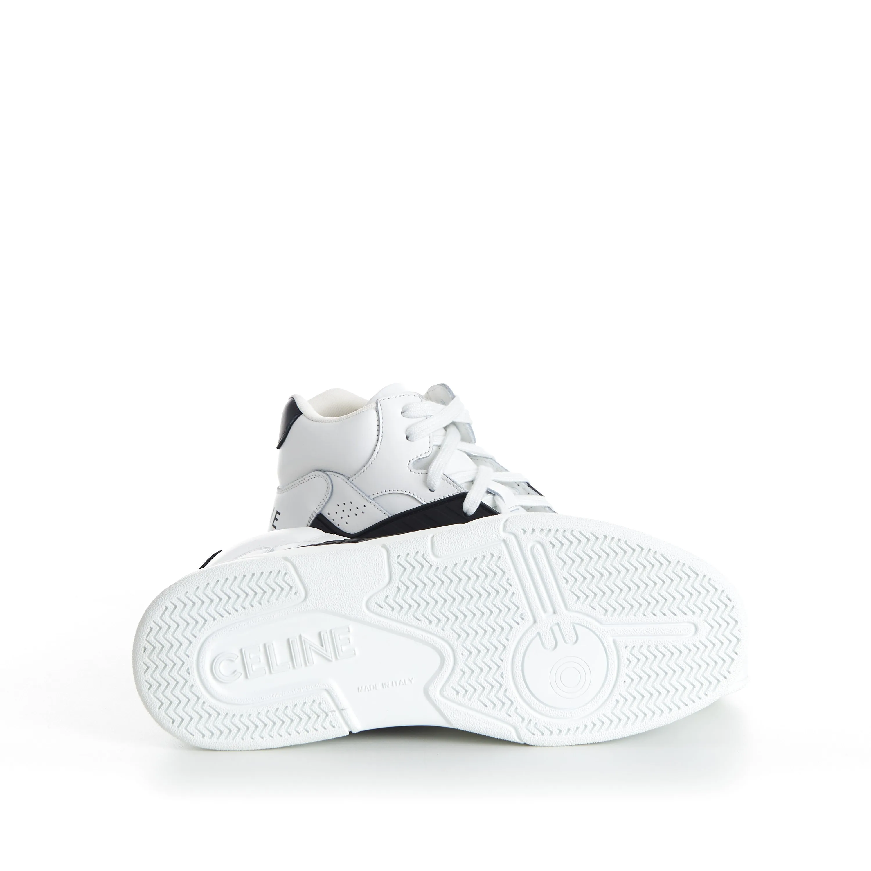 Men's CT-06 High Top Sneaker - White/Black Calfskin Leather