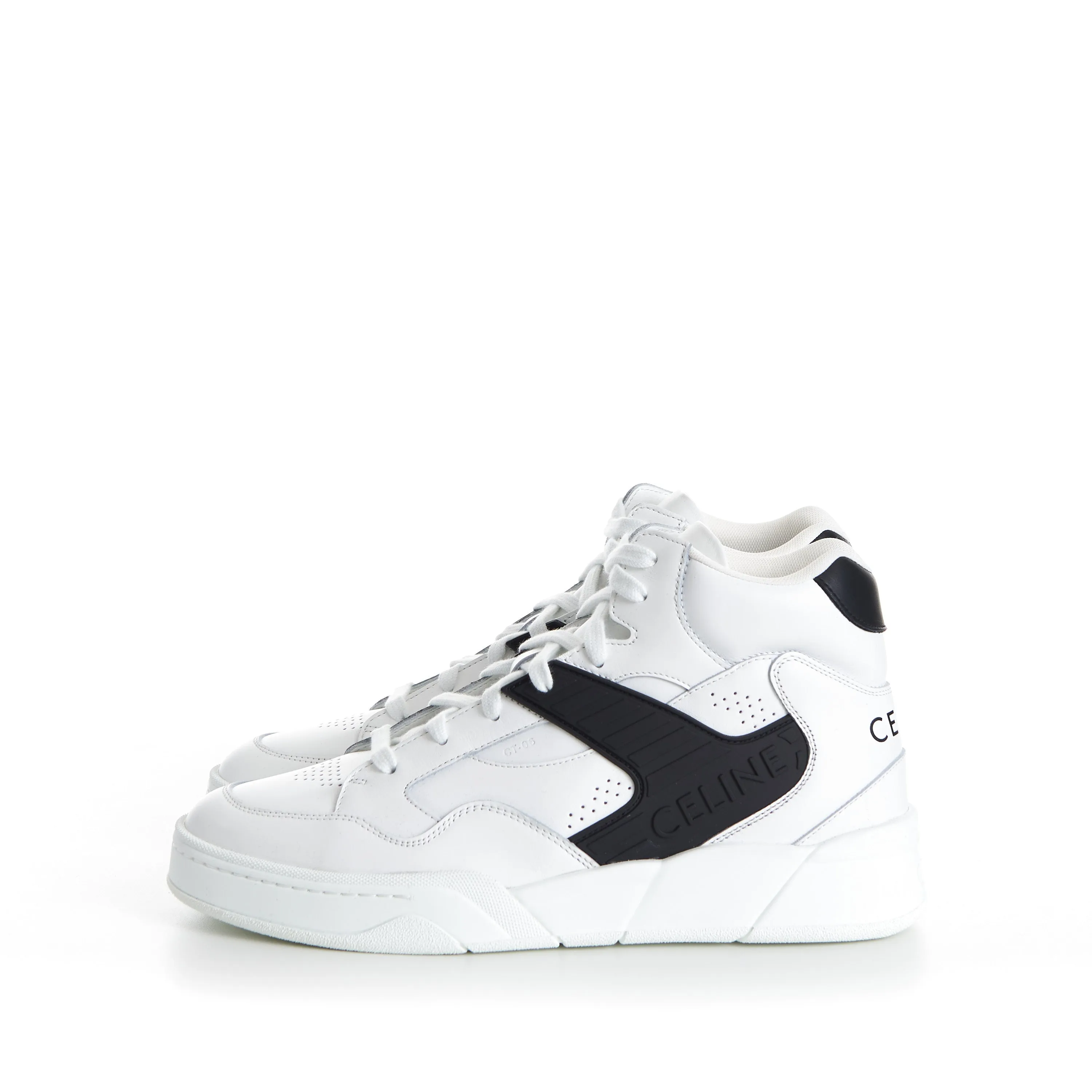 Men's CT-06 High Top Sneaker - White/Black Calfskin Leather