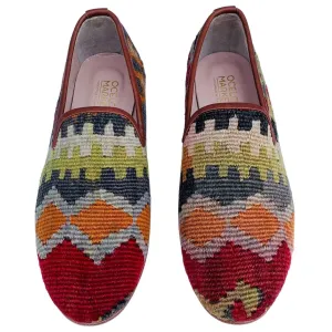 Men's Turkish Kilim Loafers | Red, Orange Multicolor