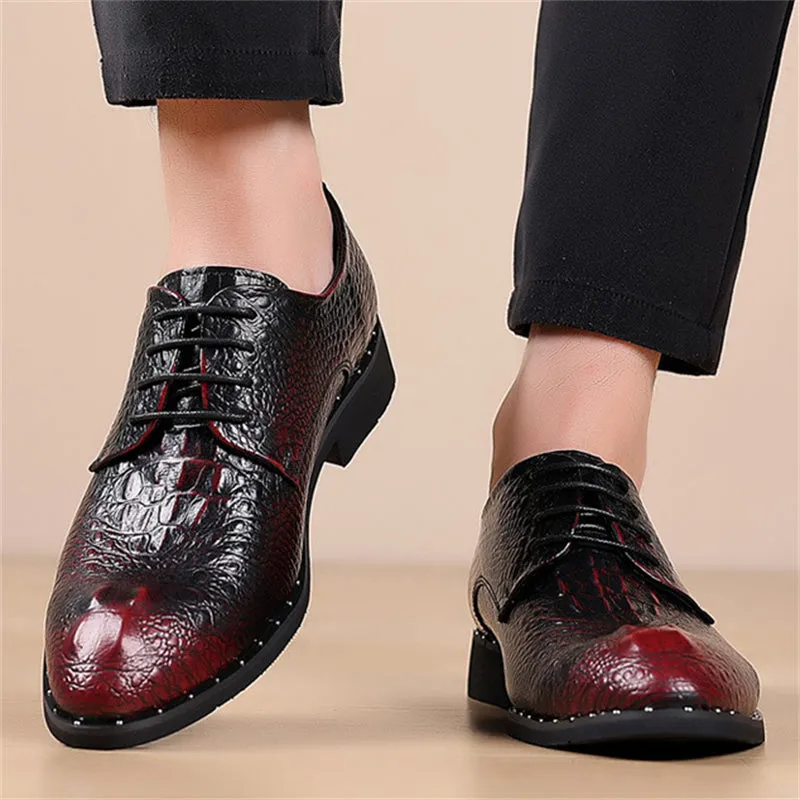 Men's Unique Crocodile Print Business Dress Shoes