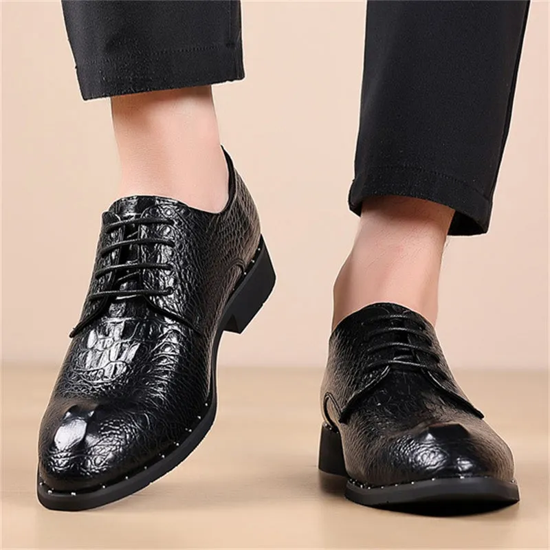 Men's Unique Crocodile Print Business Dress Shoes