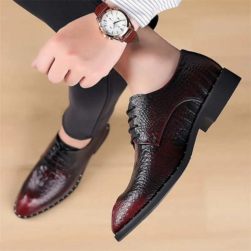 Men's Unique Crocodile Print Business Dress Shoes