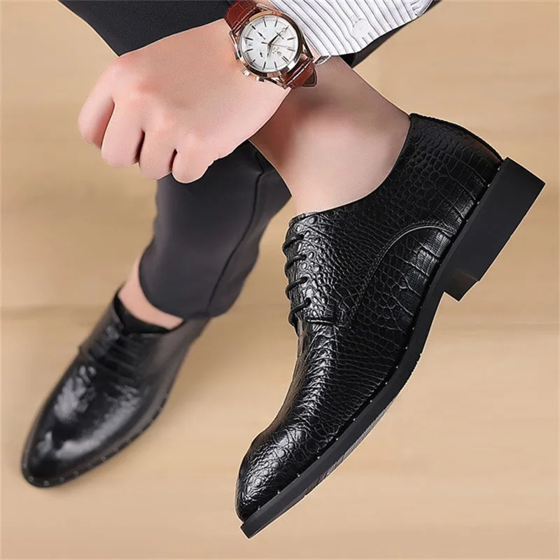 Men's Unique Crocodile Print Business Dress Shoes