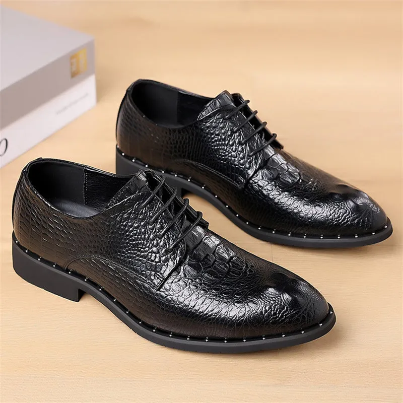 Men's Unique Crocodile Print Business Dress Shoes