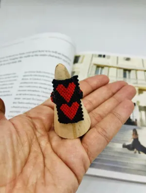 Mexican Handmade Ring / Huichol Heart Ring / Chaquira Rings / Heart Rings / beaded Heart ring / Beaded Ring