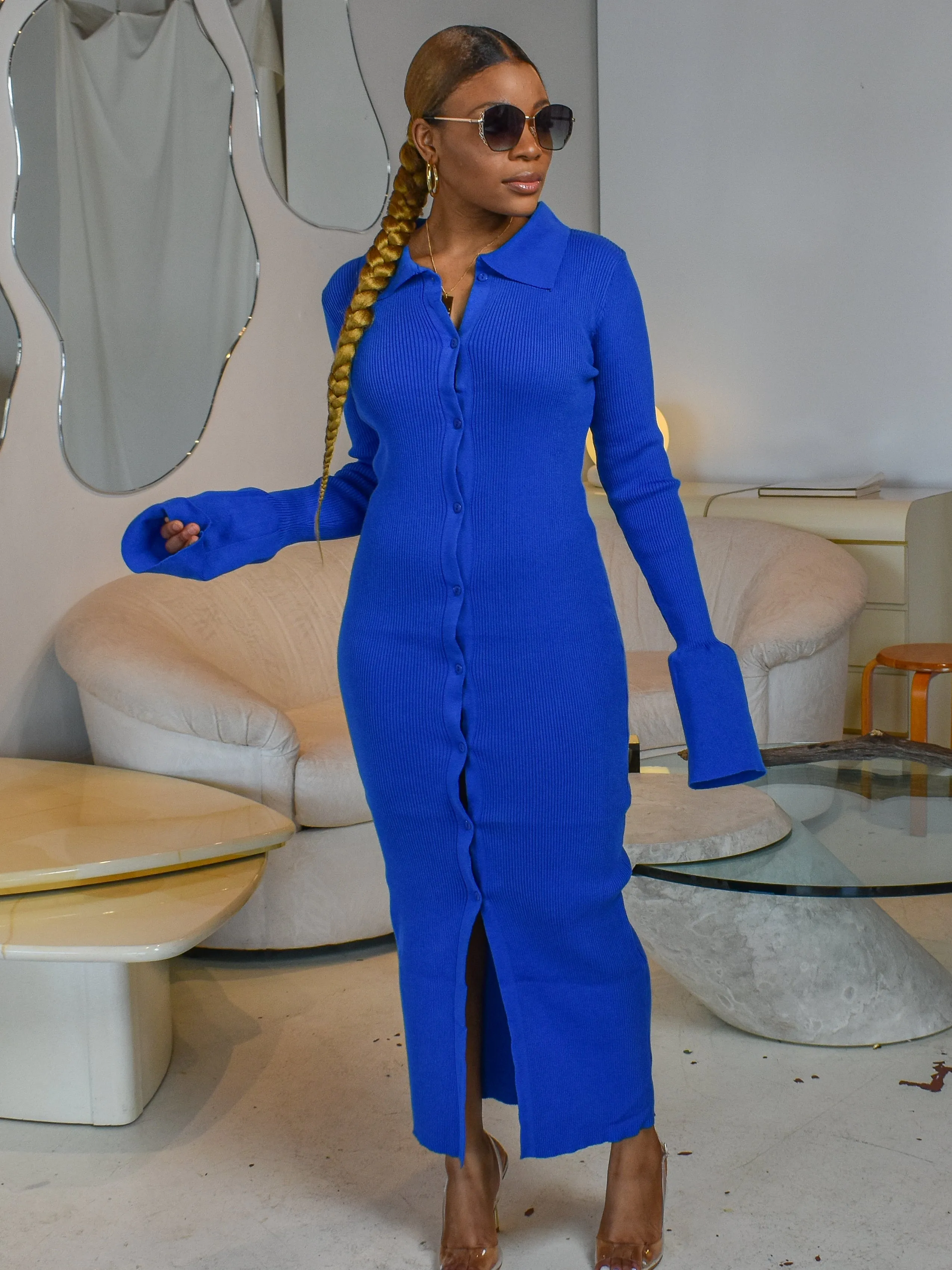 Misha Midi Dress (Blue)