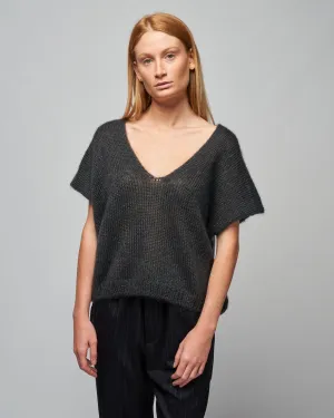 mohair silk vest - stone gray