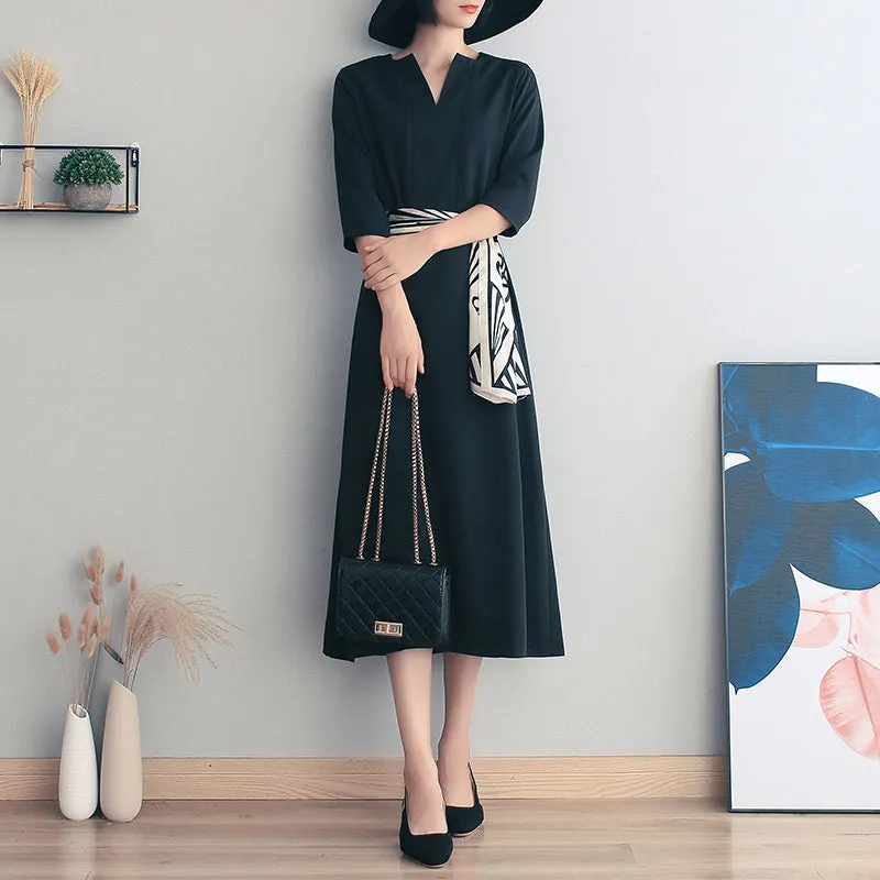 Mother Dress Summer French Black Temperament Long Skirt Retro