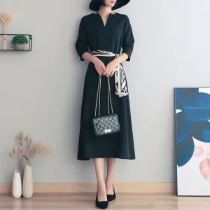 Mother Dress Summer French Black Temperament Long Skirt Retro