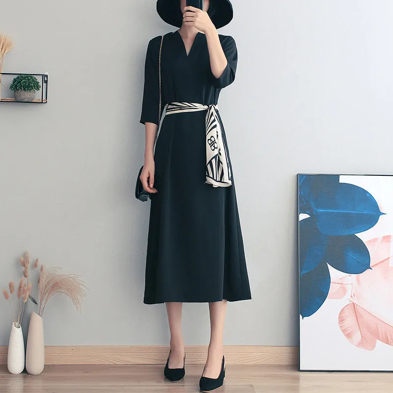 Mother Dress Summer French Black Temperament Long Skirt Retro
