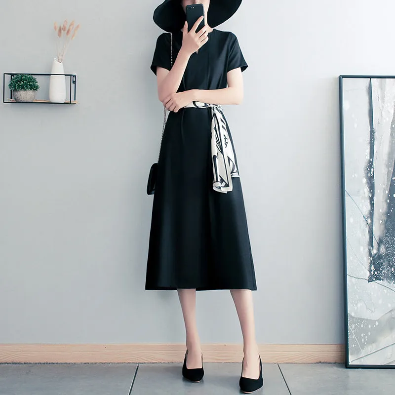 Mother Dress Summer French Black Temperament Long Skirt Retro
