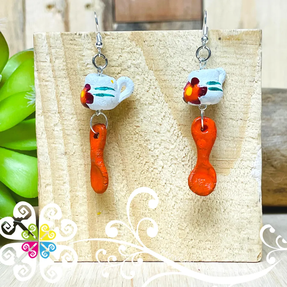Mug with Spoon - Cocinita Clay Earrings