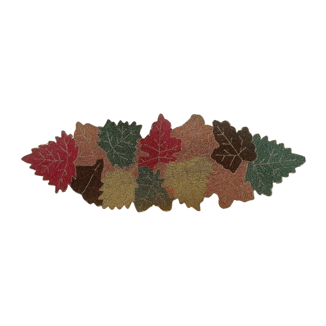 Multi-colored Maple Leaf Beaded Table Runner