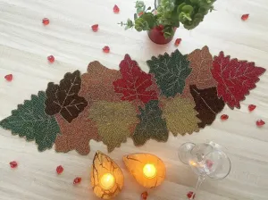 Multi-colored Maple Leaf Beaded Table Runner