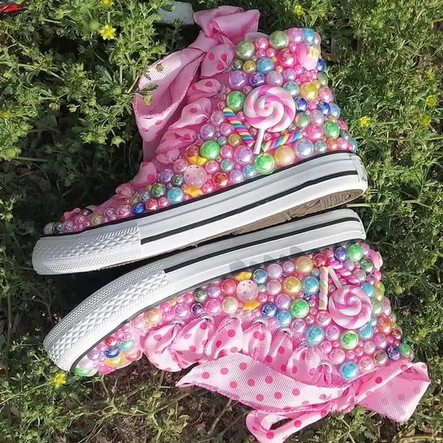 Mumma & Me Matching Rainbow Candy Bling High Tops (Handmade)