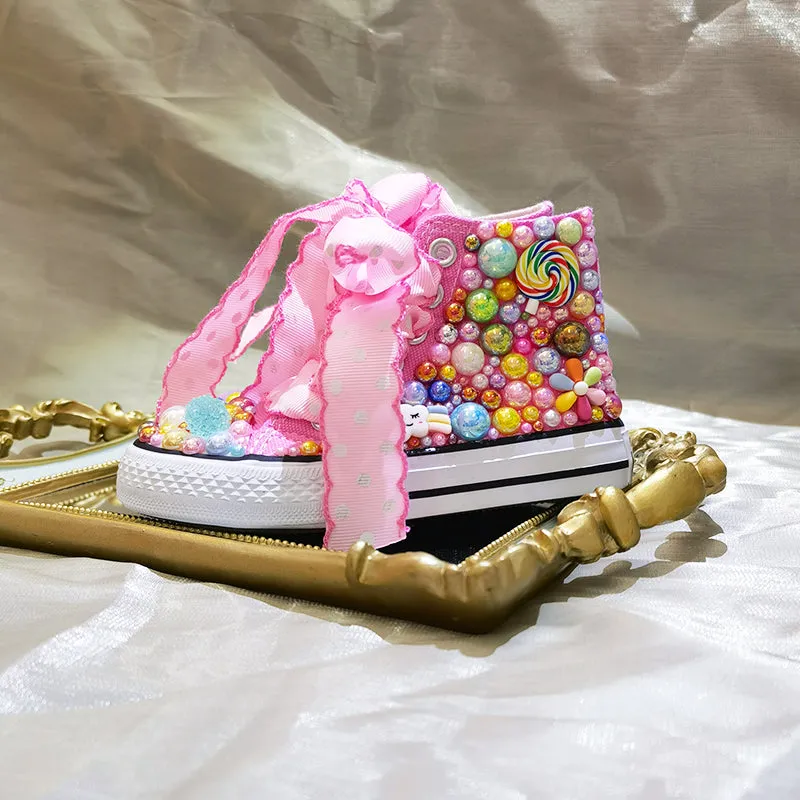 Mumma & Me Matching Rainbow Candy Bling High Tops (Handmade)