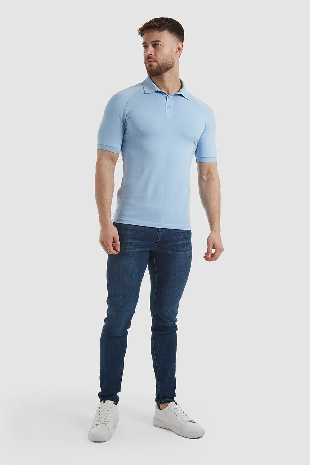 Muscle Fit Polo Shirt in Soft Blue