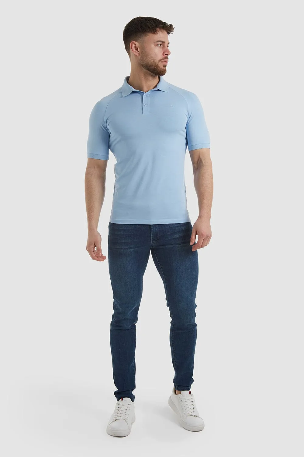 Muscle Fit Polo Shirt in Soft Blue