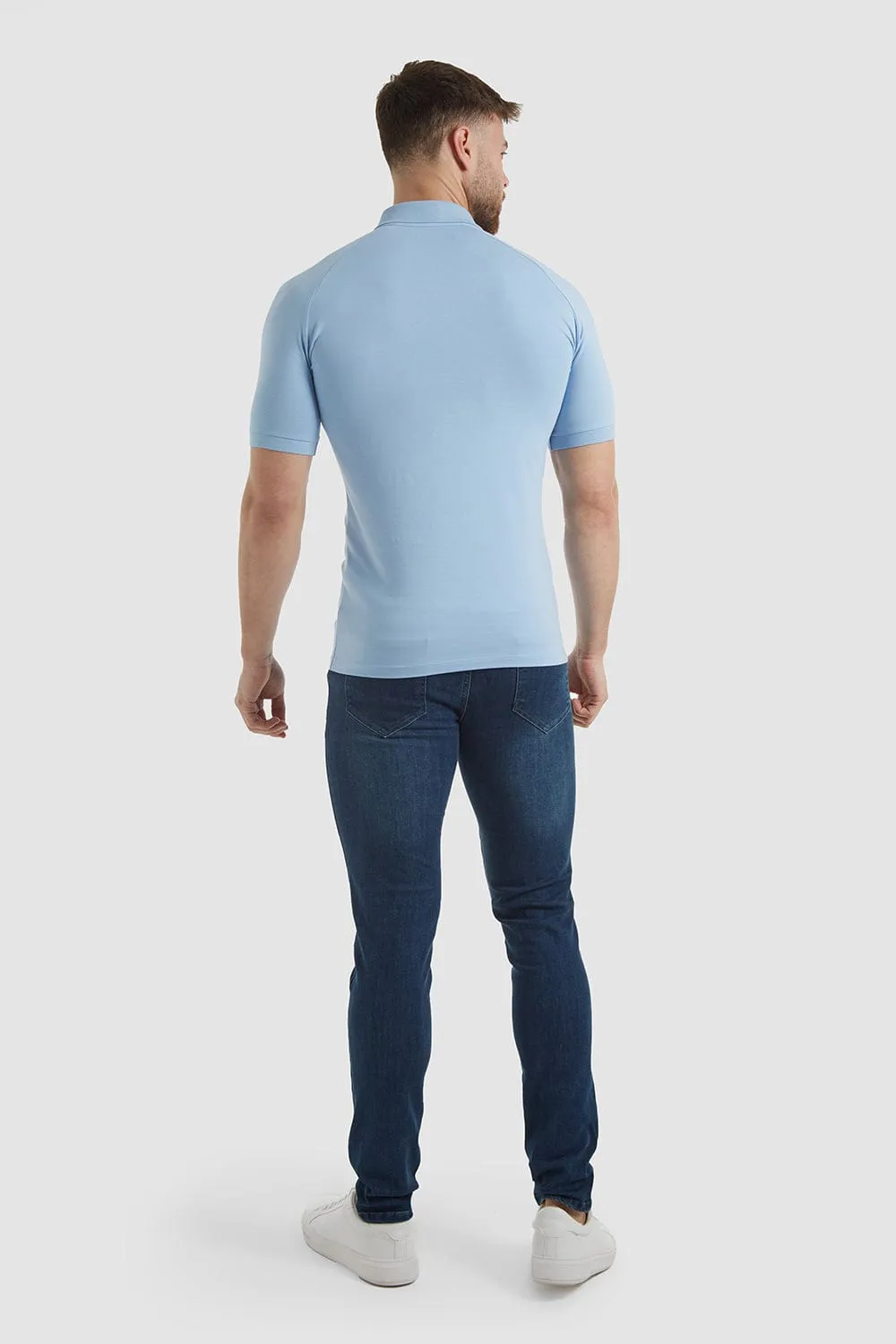 Muscle Fit Polo Shirt in Soft Blue