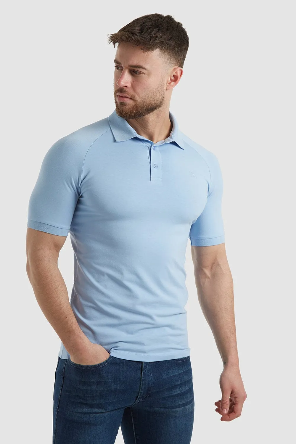 Muscle Fit Polo Shirt in Soft Blue