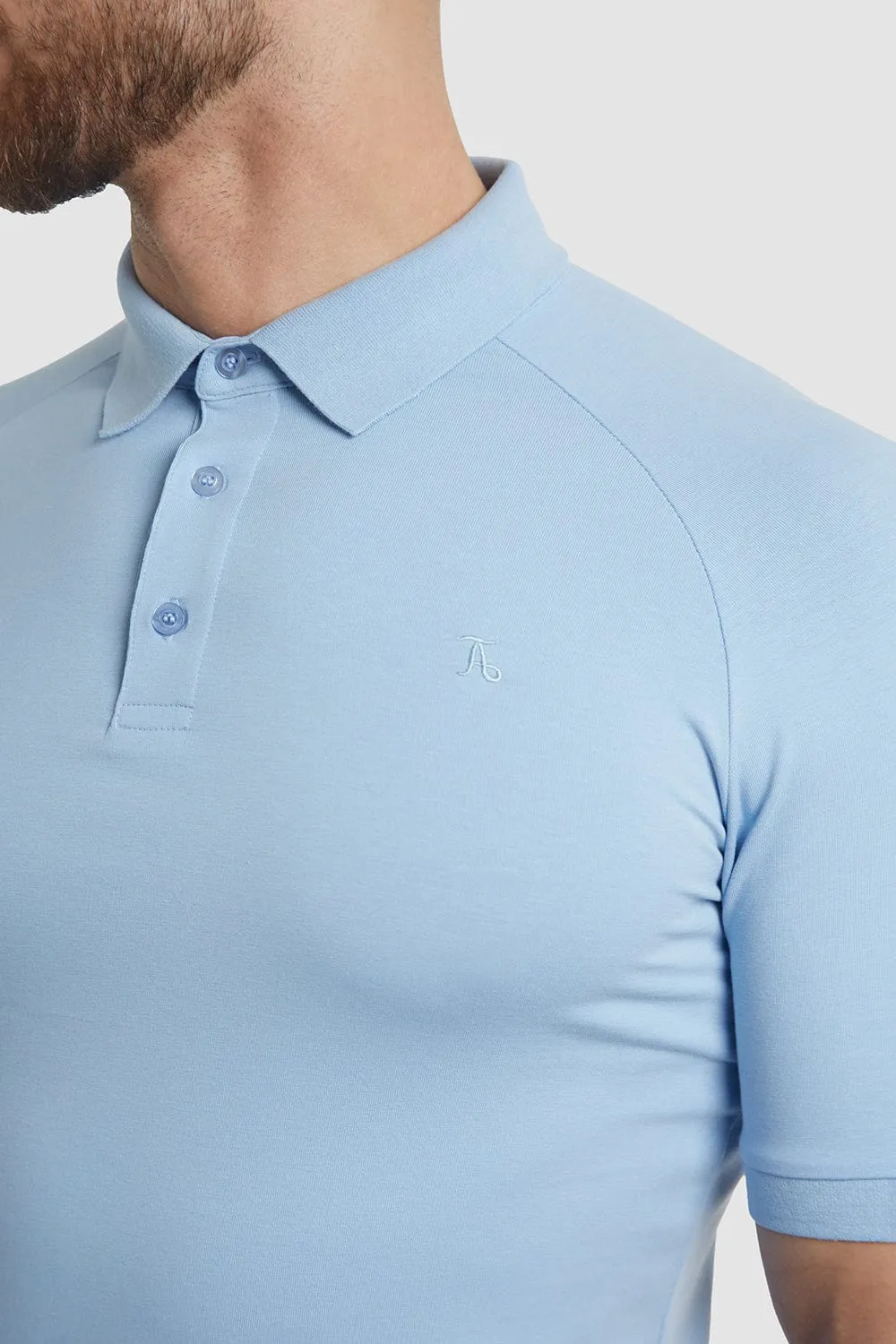 Muscle Fit Polo Shirt in Soft Blue