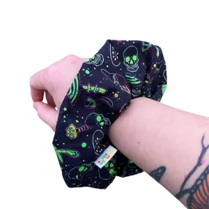 Mystical Mushroom Halloween Scrunchie: Skull Skeleton Bones Design for Women & Girls