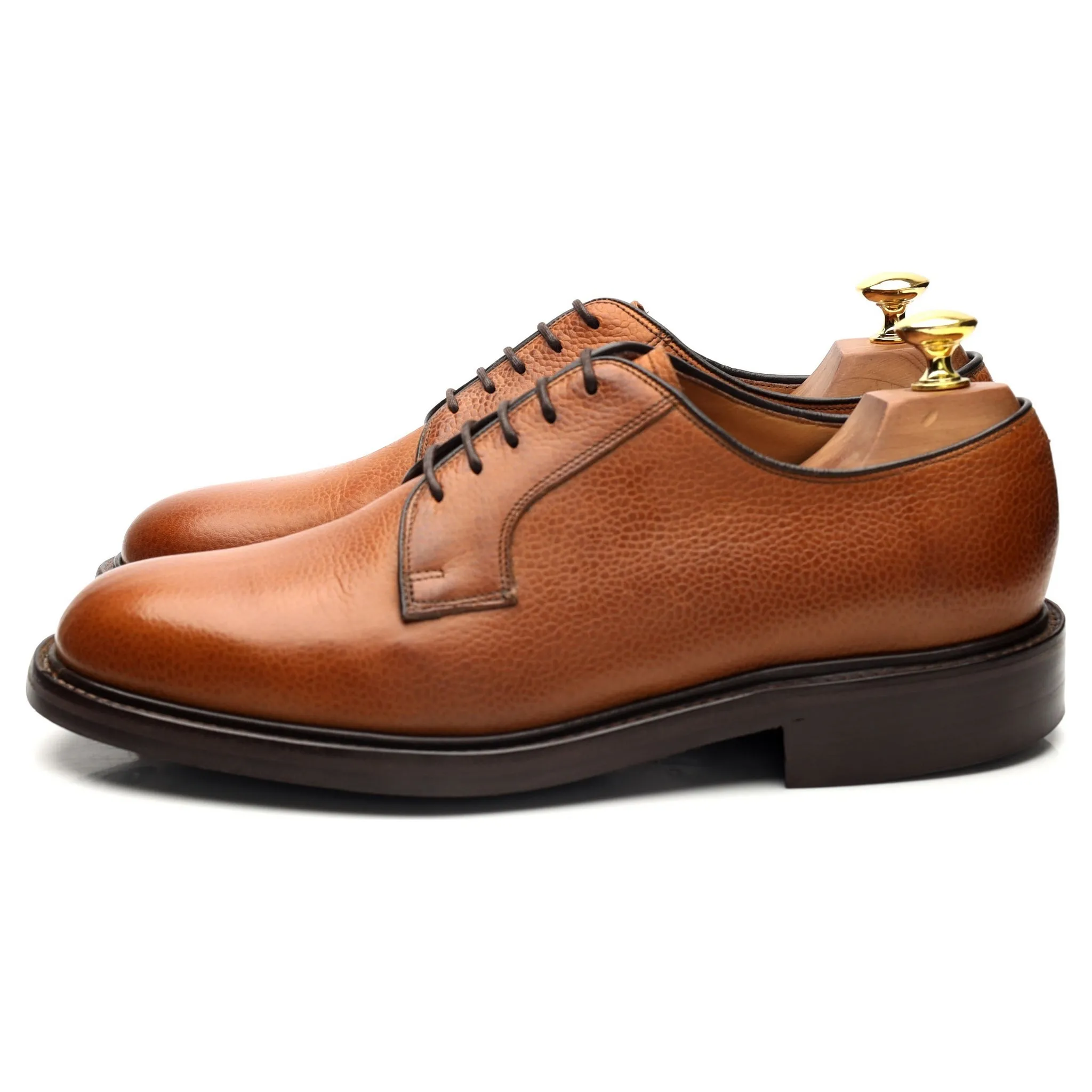 'Nairn' Tan Brown Grain Leather Derby UK 7.5 F