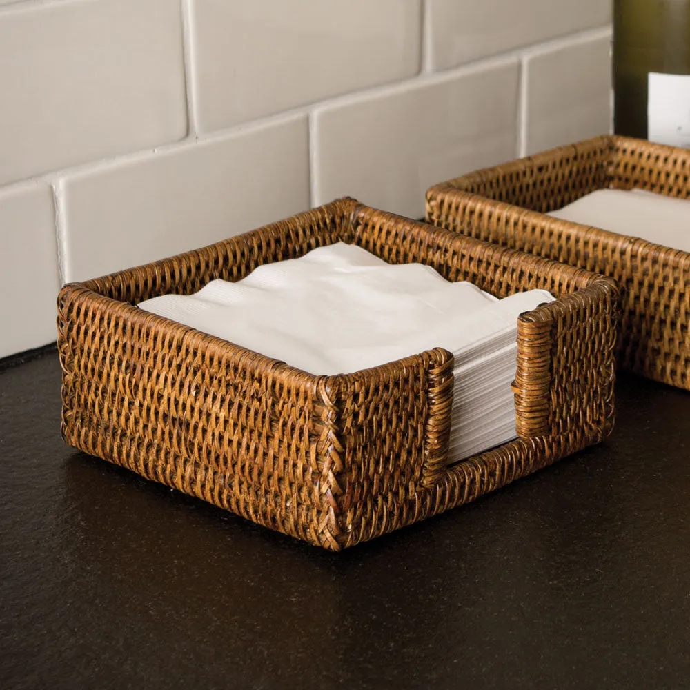 NAPA Home & Garden, BURMA RATTAN SQUARE COCKTAIL NAPKIN HOLDER,TN221