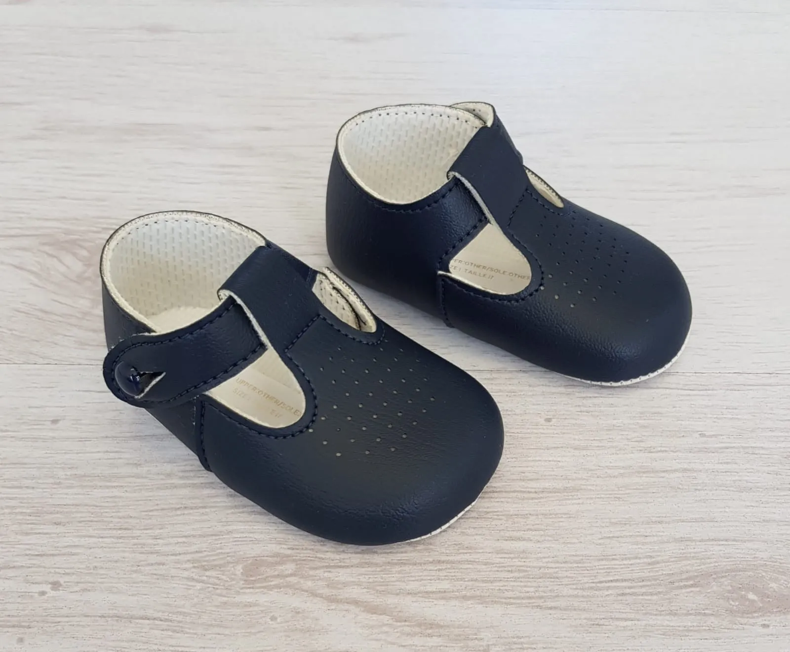Navy matte T-bar soft sole shoes