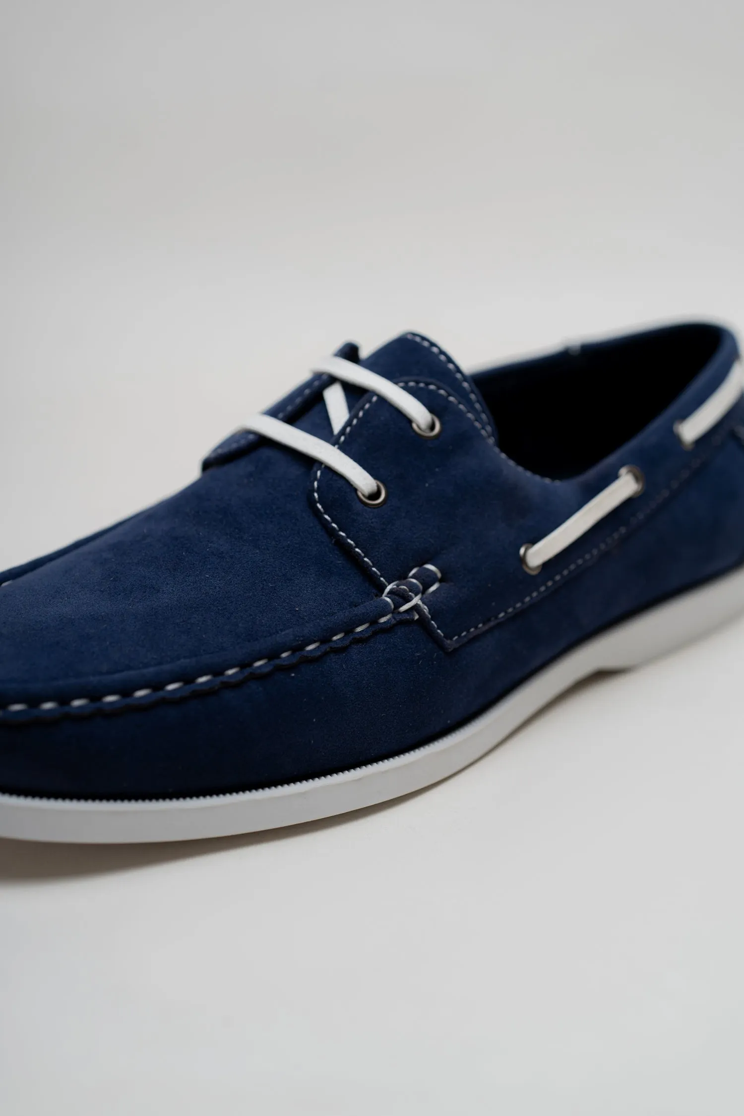 NAVY SUEDE LACED LOAFERS
