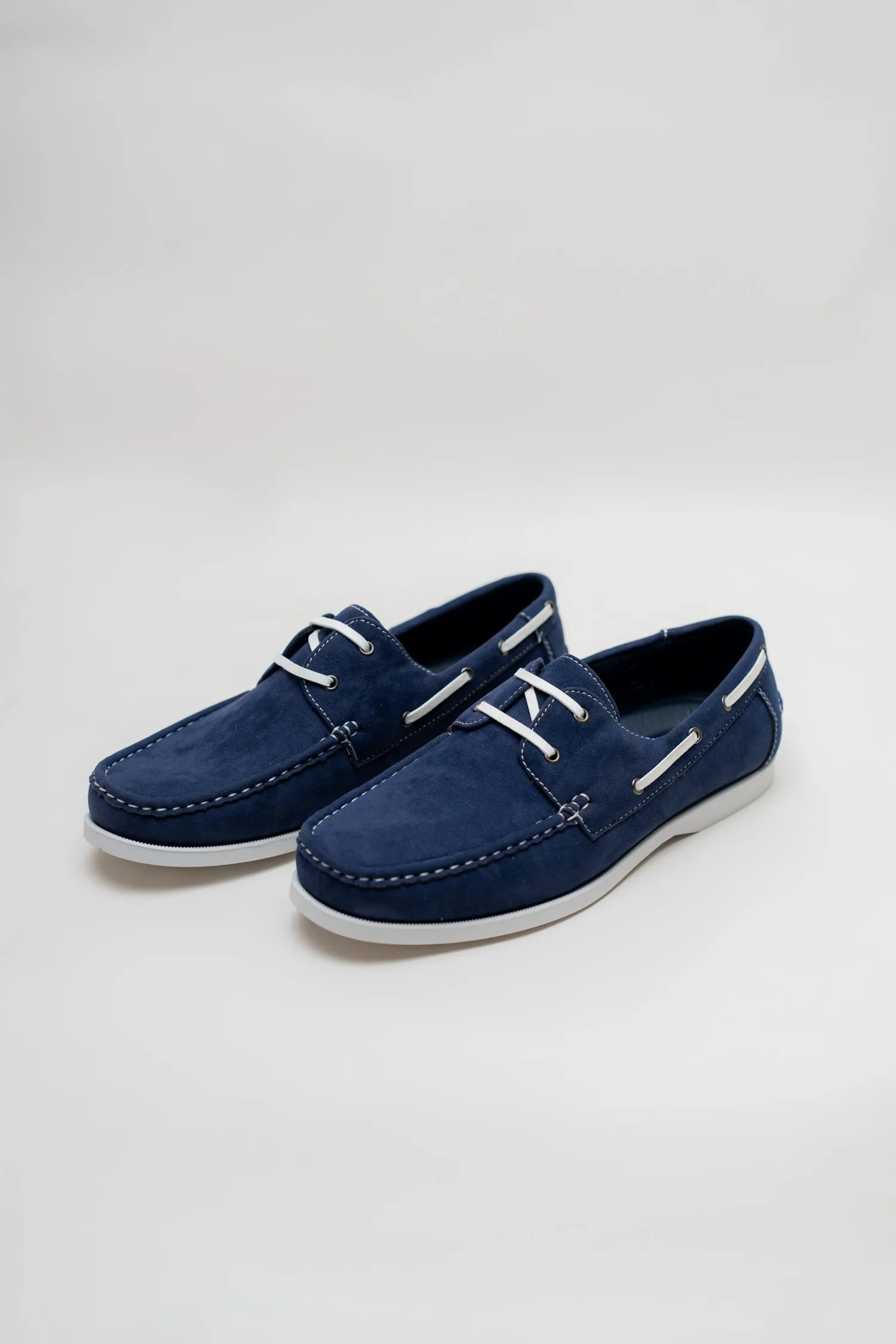 NAVY SUEDE LACED LOAFERS