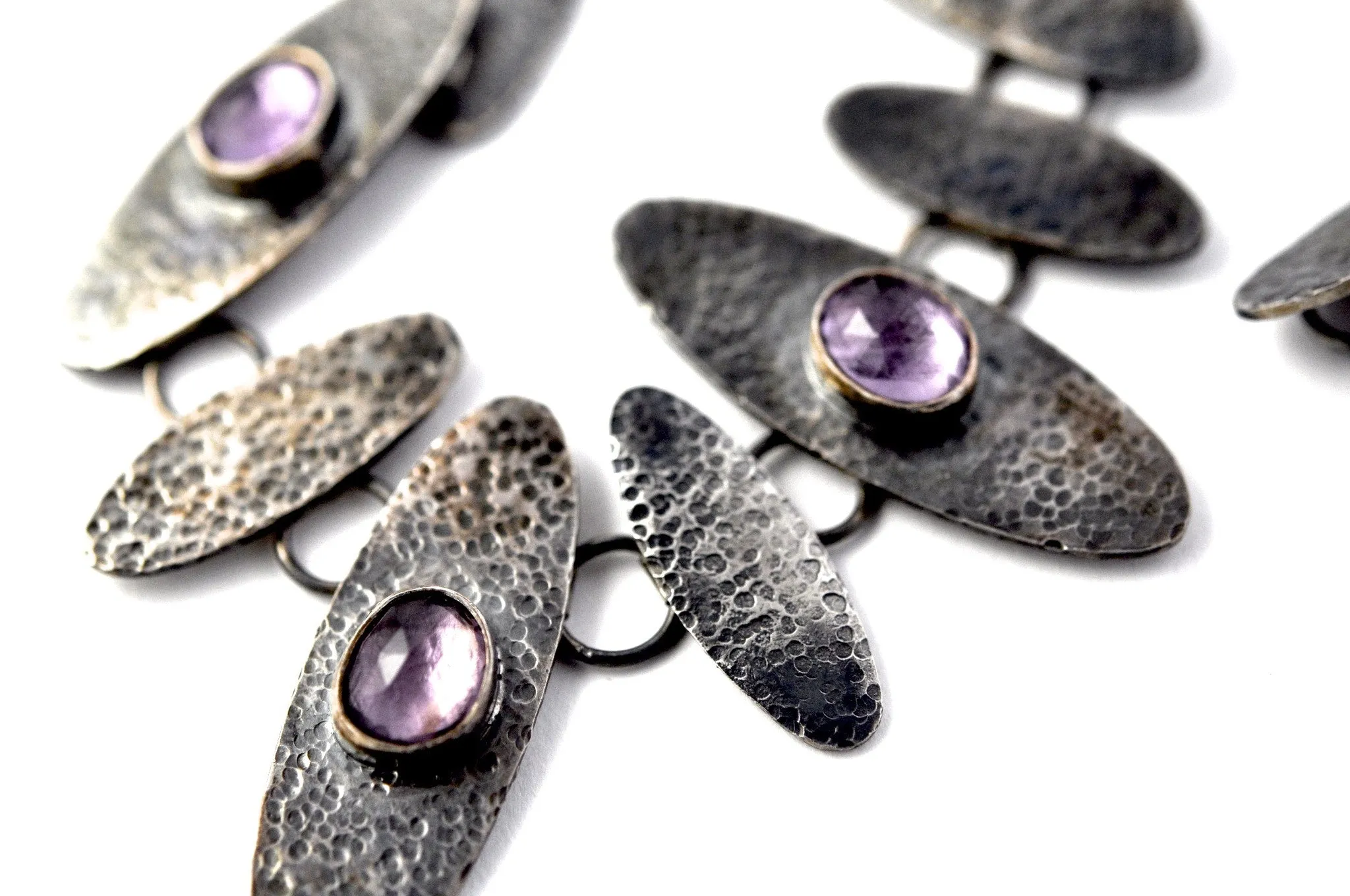 necklace  / silver  oxidized   Amethyst