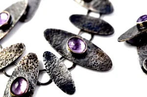 necklace  / silver  oxidized   Amethyst