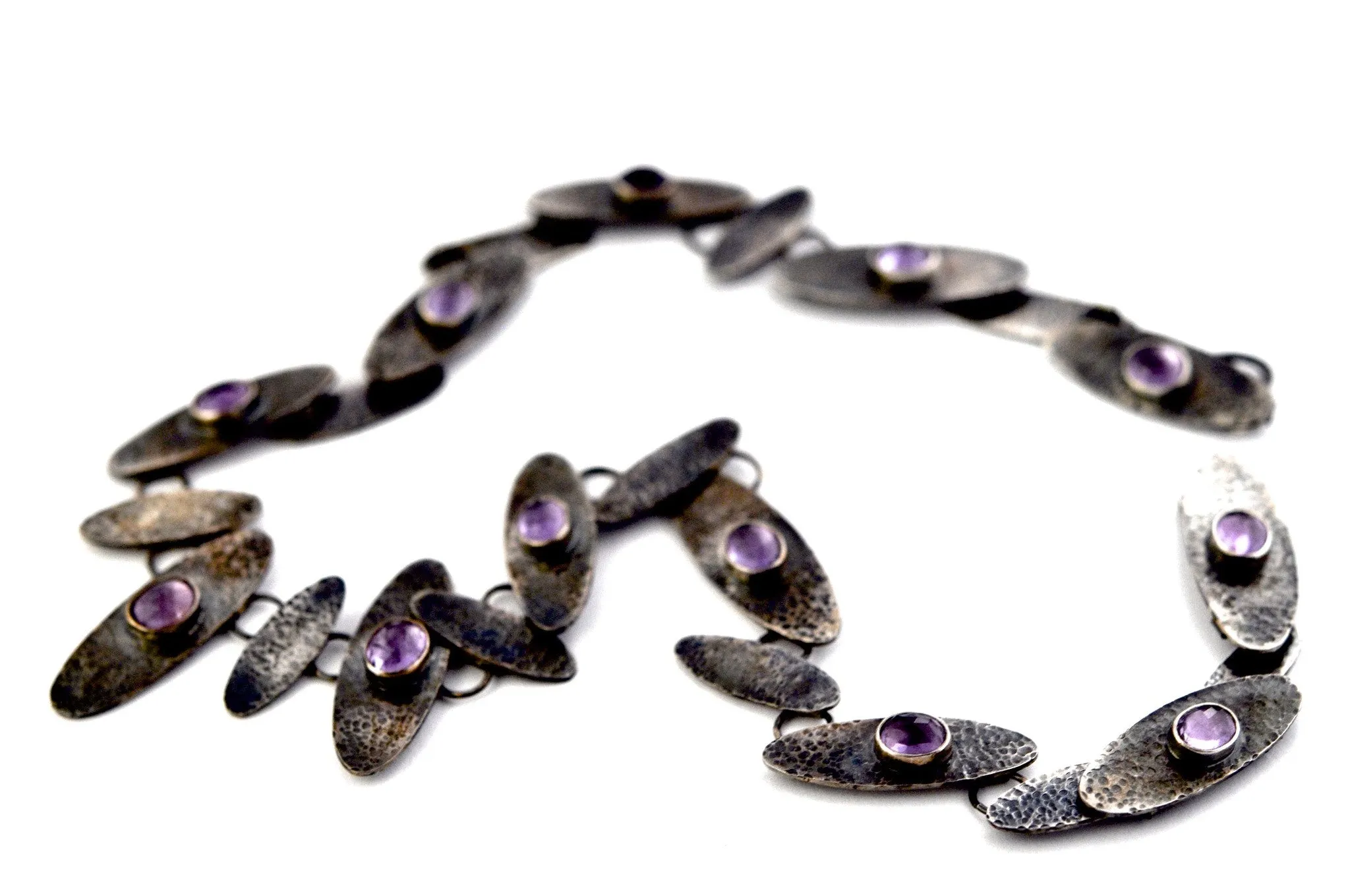 necklace  / silver  oxidized   Amethyst