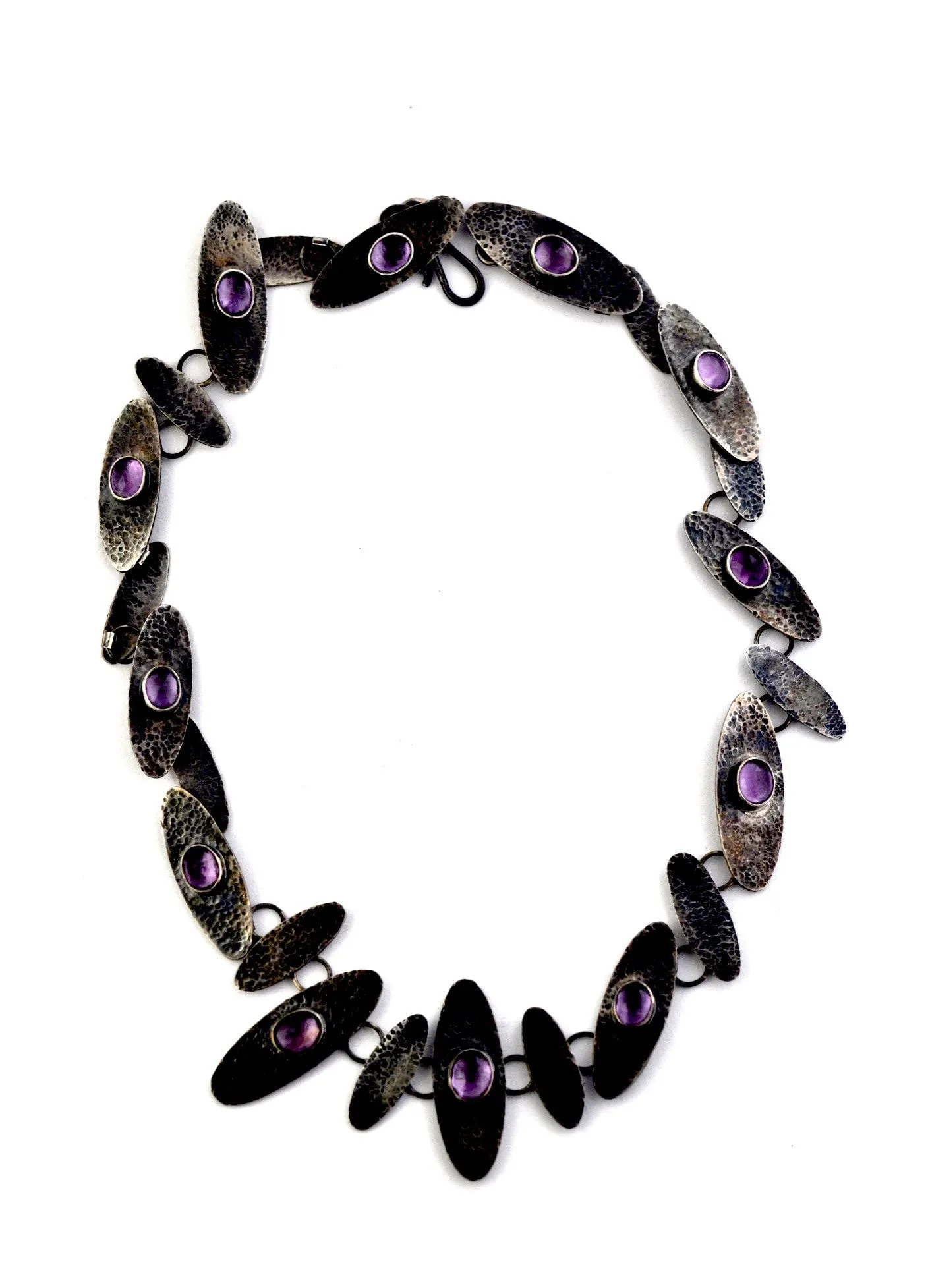necklace  / silver  oxidized   Amethyst