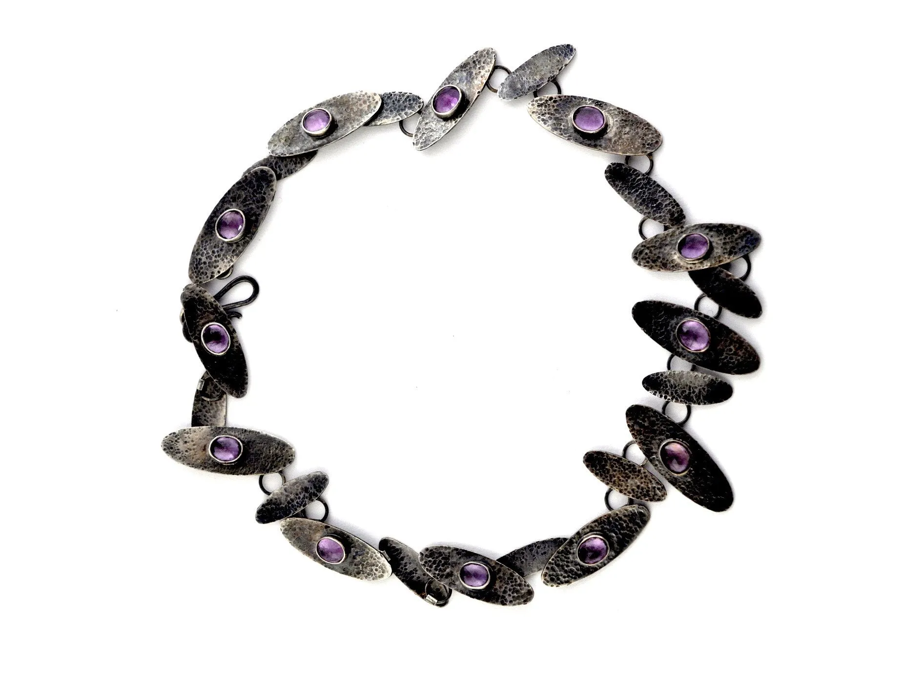 necklace  / silver  oxidized   Amethyst