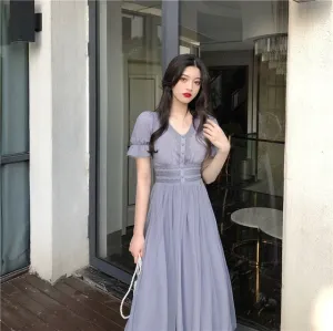 New Summer Mesh Dress Female V-neck