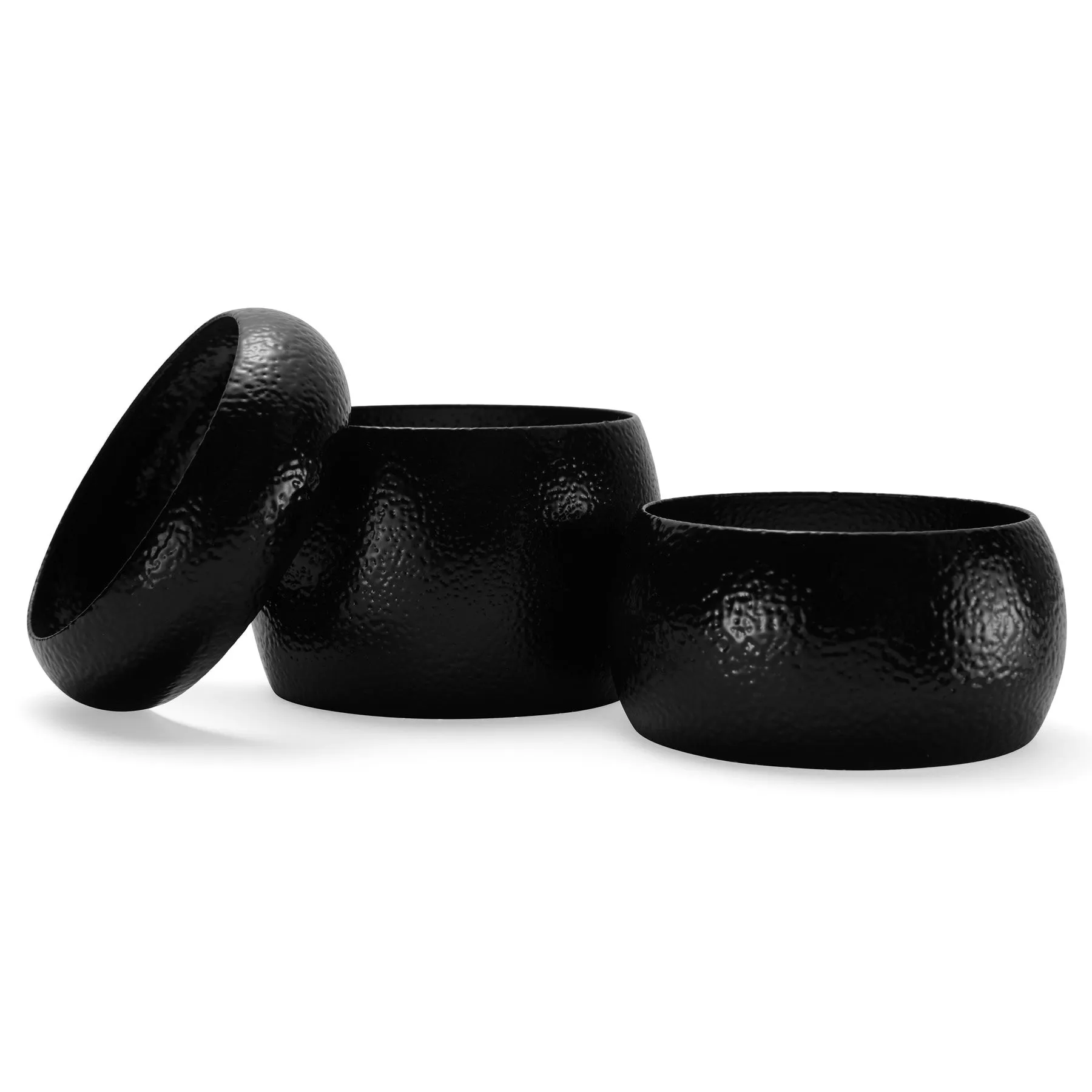 Night Bangle Set in Black Pebble