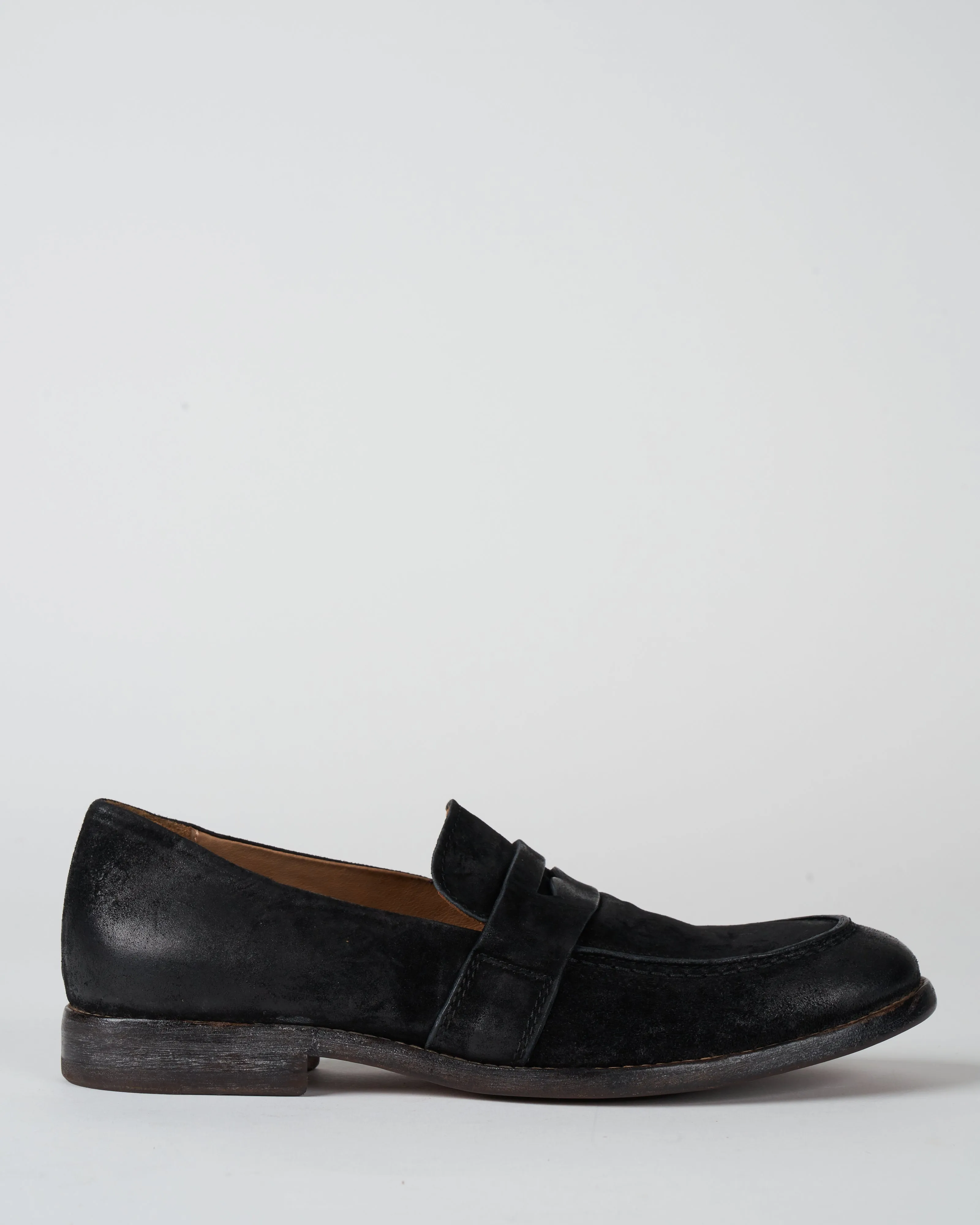 nottingham loafer - nero water suede/natural heel