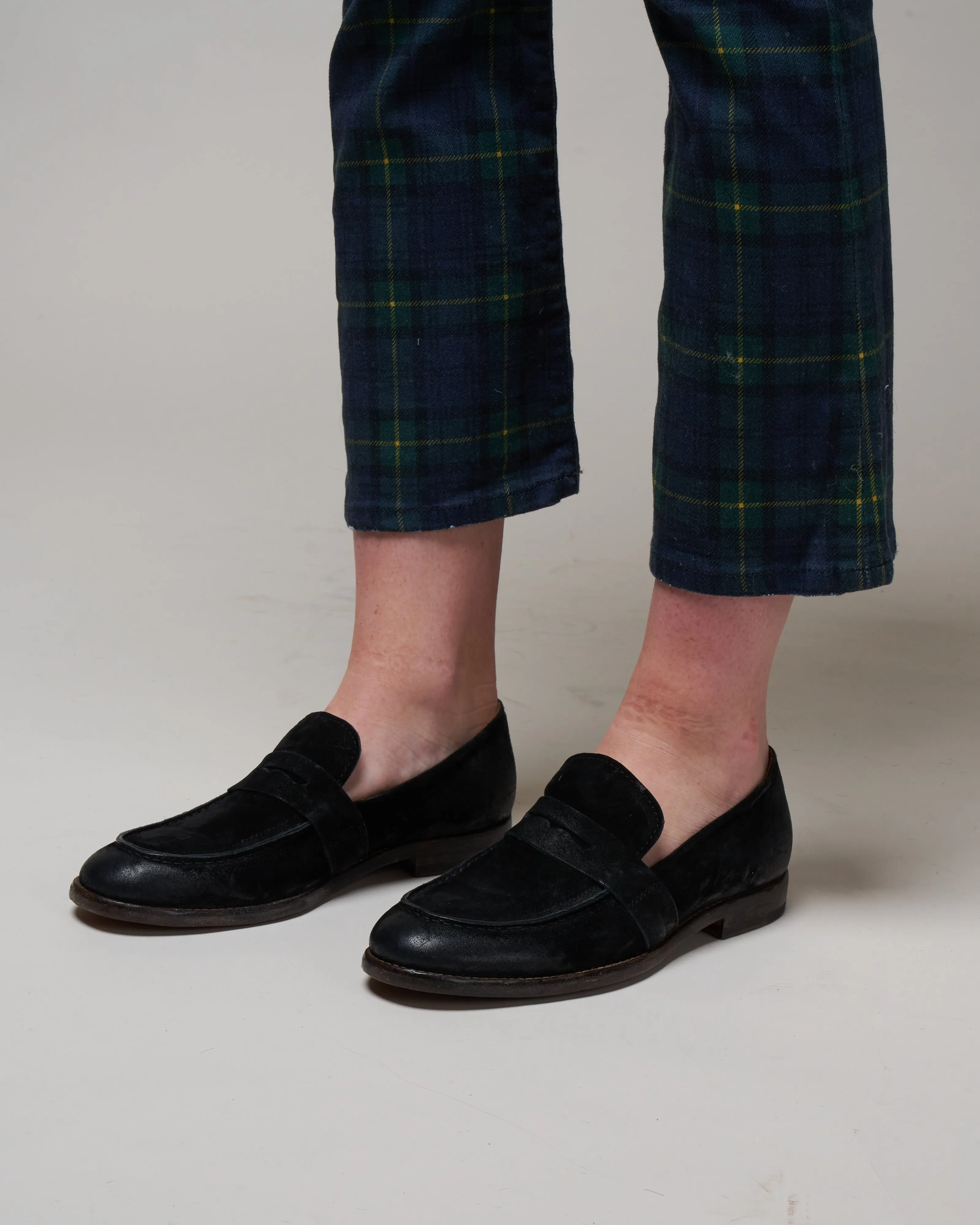 nottingham loafer - nero water suede/natural heel