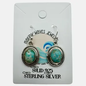 Number 8 Solid 925 Sterling Silver Turquoise Earrings