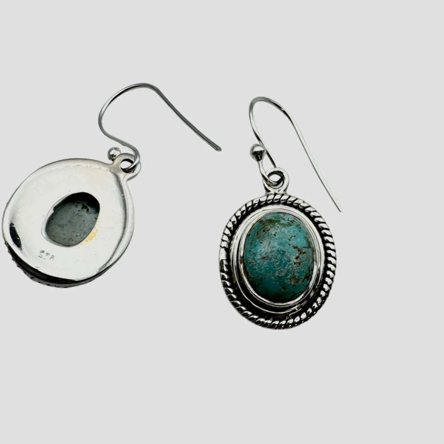 Number 8 Solid 925 Sterling Silver Turquoise Earrings