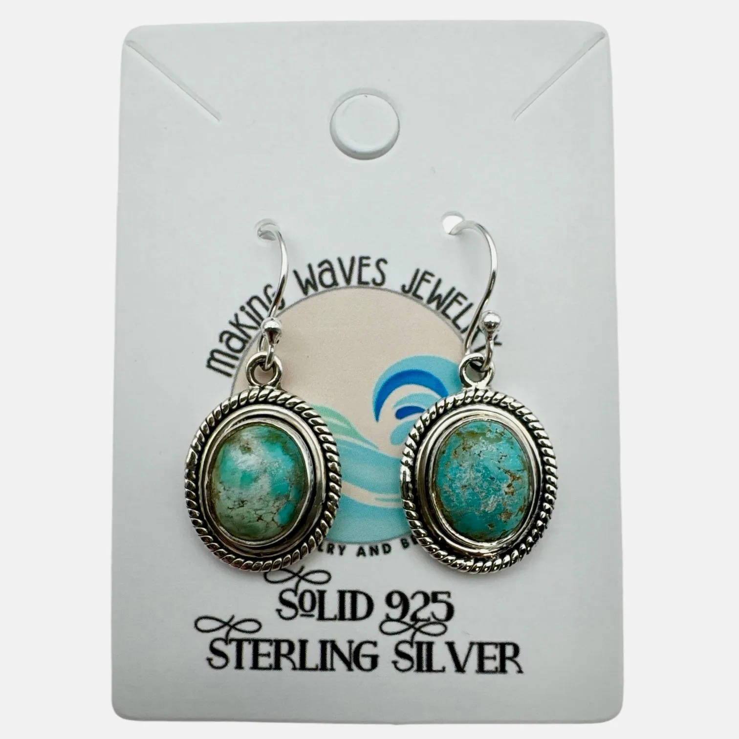 Number 8 Solid 925 Sterling Silver Turquoise Earrings