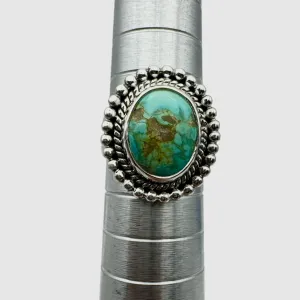 Number 8 Turquoise Solid 925 Sterling Silver Ring 6.5