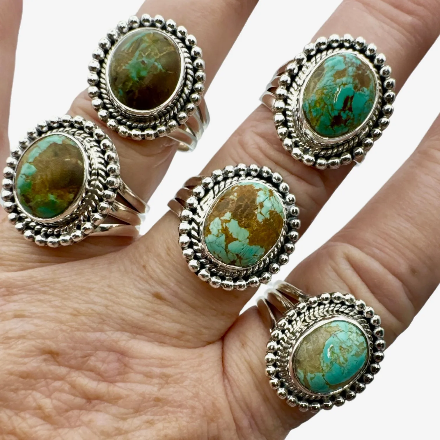 Number 8 Turquoise Solid 925 Sterling Silver Ring 6.5