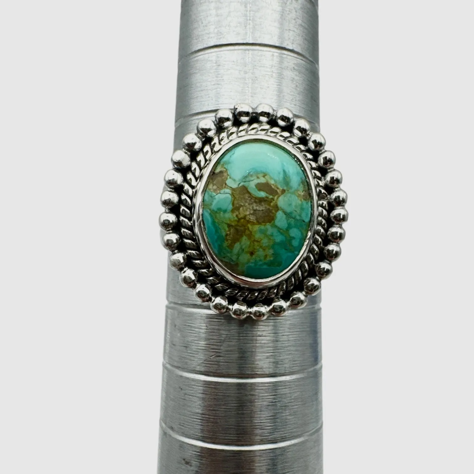 Number 8 Turquoise Solid 925 Sterling Silver Ring 6.5